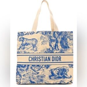 Christian Dior Diorivera Blue Straw Tote Bag